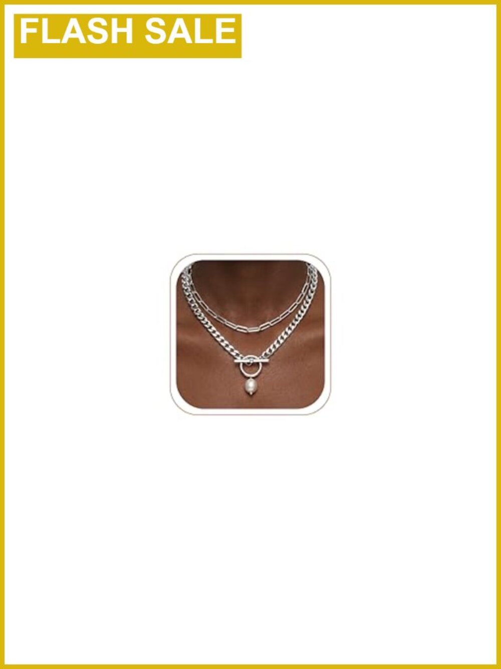 Layered Gold Silver Plated Heart Pearl Pendant Choker Necklace Set